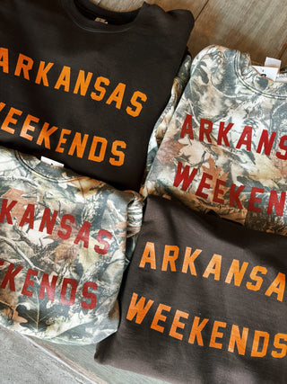 Arkansas Weekends Camo Sweatshirt