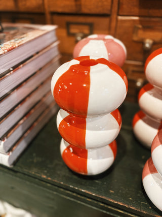 Ceramic Striped Taper Candle Holders (PICK-UP ONLY)