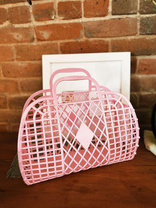 Retro Basket Jelly Large Bag - Bubblegum Pink
