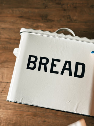 "Bread" White & Blue Enameled Metal Box