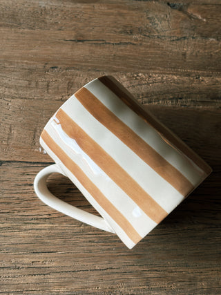 Yellow Stoneware Striped Mug