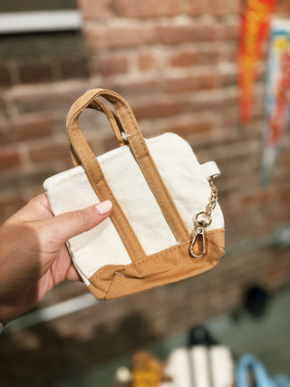 Taupe Key Charm Coin Purse- Micro Mini