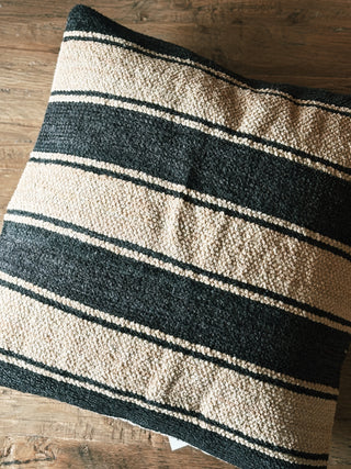 Black and White Striped Chenille Pillow