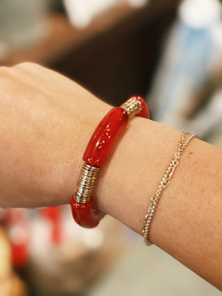 Large Red & Gold DIsc Bracelet