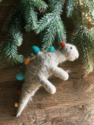 Wool Felt Dinosaur Ornament w/ Seasonal Accessories