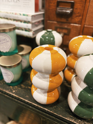 Ceramic Striped Taper Candle Holders (PICK-UP ONLY)