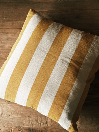 Cotton & Linen Yellow Striped Pillow