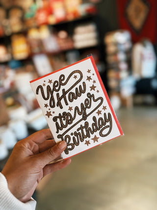 Yee Haw Rope Western Birthday Letterpress Greeting Card