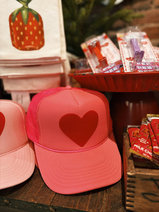 Classic Heart Trucker: Neon Pink w/Red Heart