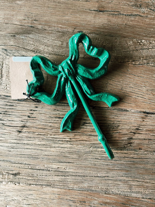 Cast Iron Bow Shaped Wall Hook- Dark Green