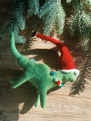 Wool Felt Dinosaur Ornament w/ Seasonal Accessories