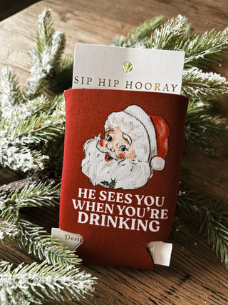 He Sees You When Your Drinking Can Cooler- Christmas