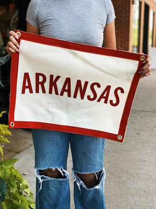 Arkansas Stitched Felt Banner: Red / Cream