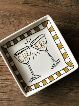 Cheers! Stoneware Dish- Yellow