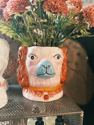 Vintage Colorful Dog Vase - PINK