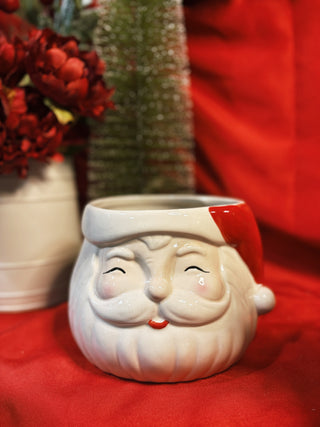 Stoneware Santa Head Shaped Planter