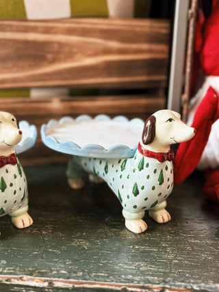Scalloped Cake Stand with Dachshund Base