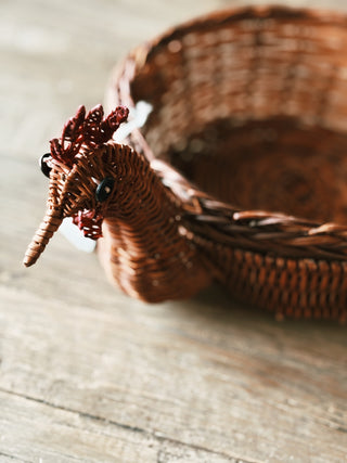 Woven Fern Chicken Shaped Basket