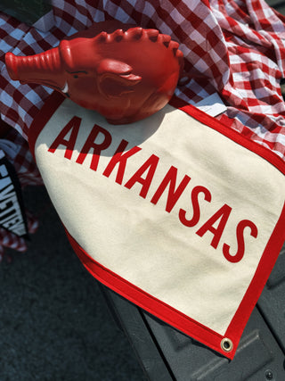 Arkansas Stitched Felt Banner: Red / Cream