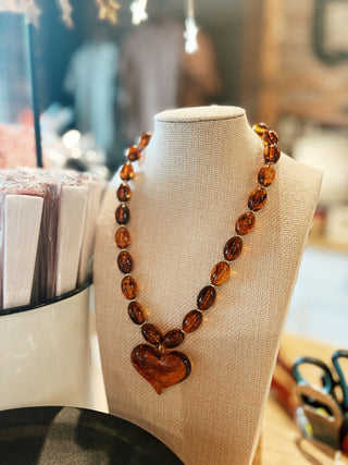 Roxie Tortoise Necklace w/ Heart Charm