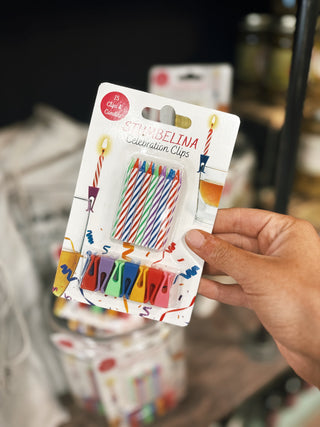 Celebration Candle Drink Party Clips: Multi-Colored