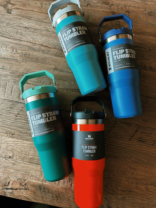 Stanley: Ice Flow Flip Straw 30 oz Tumbler - Blaze Hunt and Fish Collection
