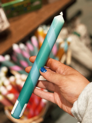 Twisted stripe Candle- Turquoise/green