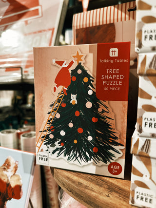 Santa Christmas Tree Shaped Puzzle - 50 Pieces