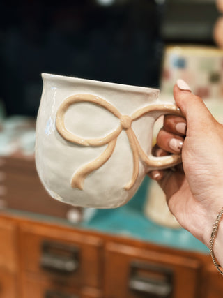 Bow Handle Stoneware Mug