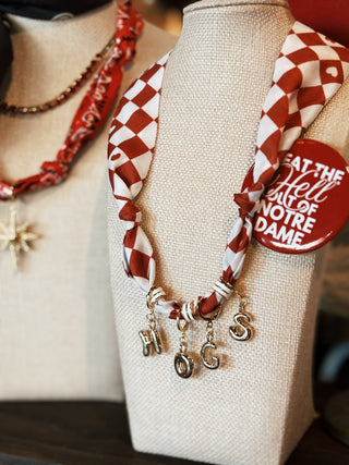 HOGS Game Day Bubble Letter Scarf Necklace