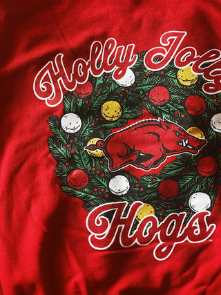 Holly Jolly Hogs Sweatshirt- Red