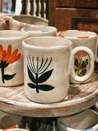 Hand Painted Flower Espresso Mug- Pink