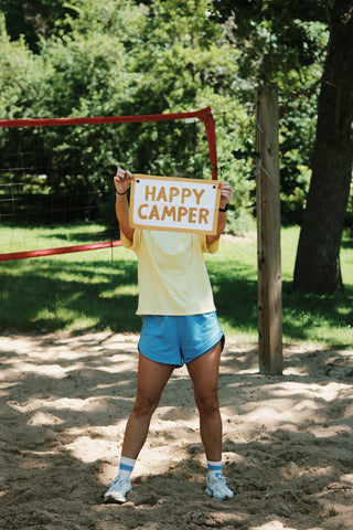 Happy Camper Embroidered Canvas Banner