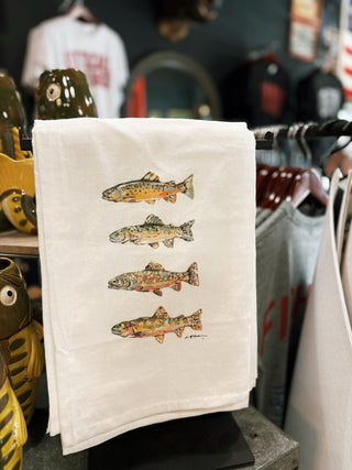 Trout Fishing Tea Towel