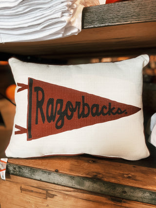 Arkansas Team Pennant Piped Pillow