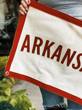 Arkansas Stitched Felt Banner: Red / Cream