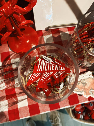 Red Fayetteville Pennant Flag Acrylic Keychain