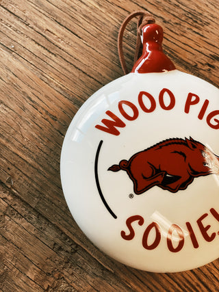 Arkansas Logo Ceramic Puff Ornament