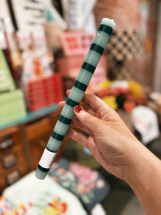 Green Stripe Dinner Candles