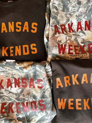 Arkansas Weekends Camo Sweatshirt