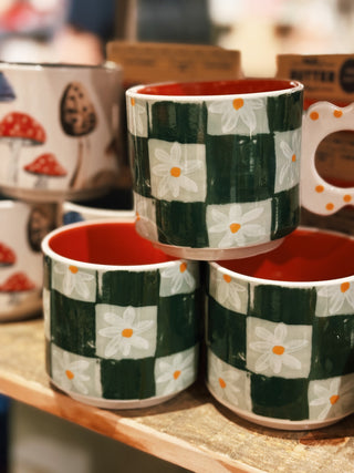 Stoneware Mug w/ Polka Dot Flower Handle