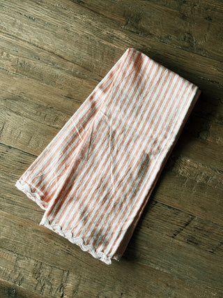 Pink Striped Cotton Tea Towel