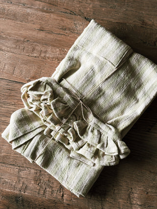 Striped & Ruffled Green Half Apron