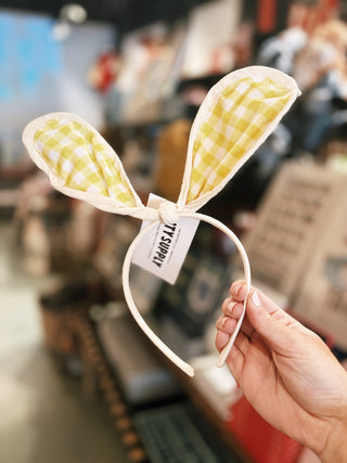 Yellow Gingham Bunny Ears Headband