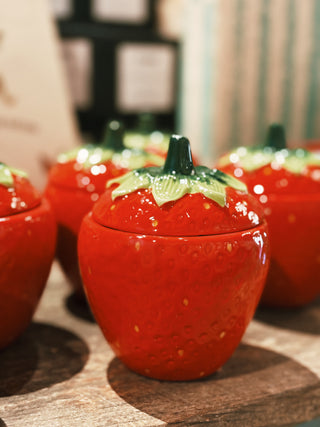 Ceramic Strawberry Sugar Bowl