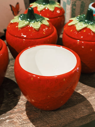 Ceramic Strawberry Sugar Bowl