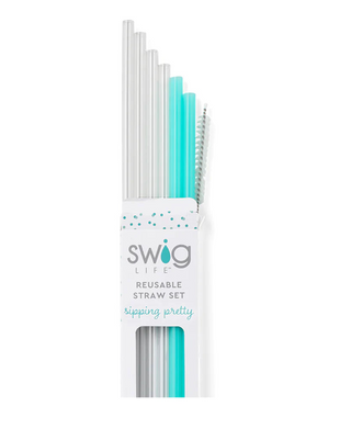 Swig Life: Clear & Aqua Reusable Straw Set