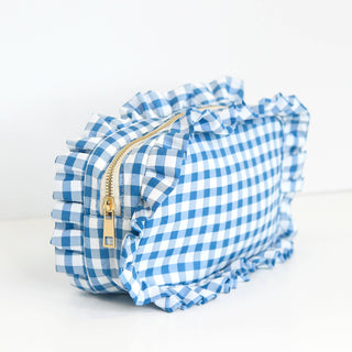 Gingham Ruffle Zipper Bag: Yellow