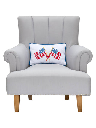 Crossed Flags Embroidered Pillow