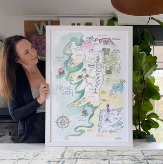 Middle Earth Watercolor Story Map Art Print: 18" x 24"